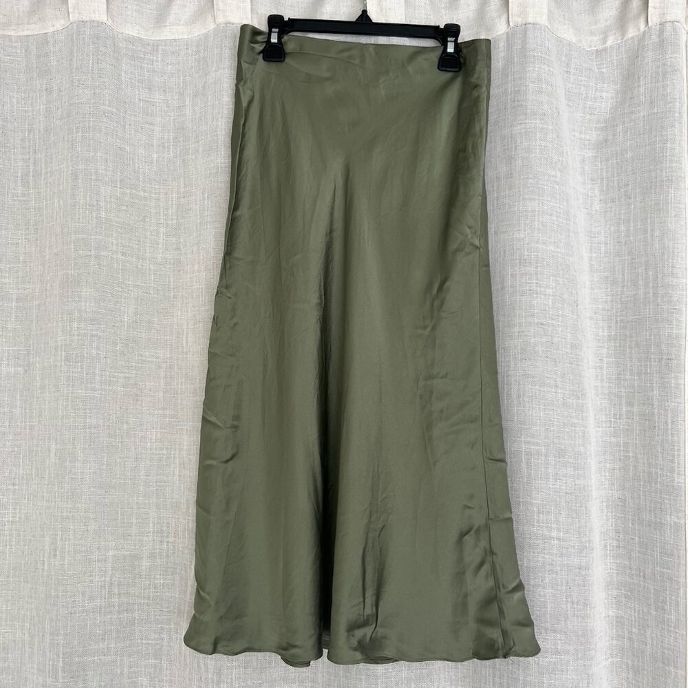 Quince 100% Washable Silk Skirt Sage Size S